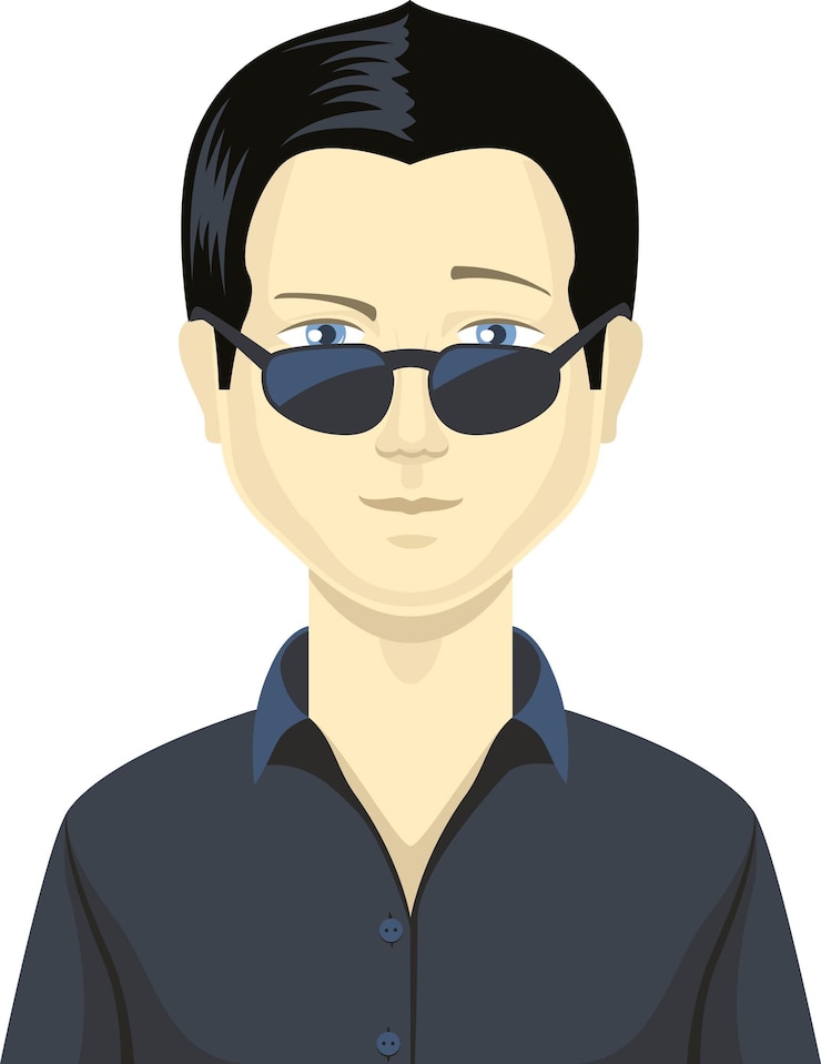 Vecteur homme personnage masculin avatar vecteur portrait homme d'affaires type vêtements et lunettes de soleil