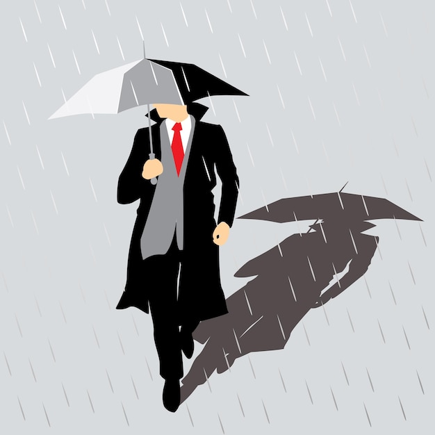 L'homme de la pluie avec un parapluie