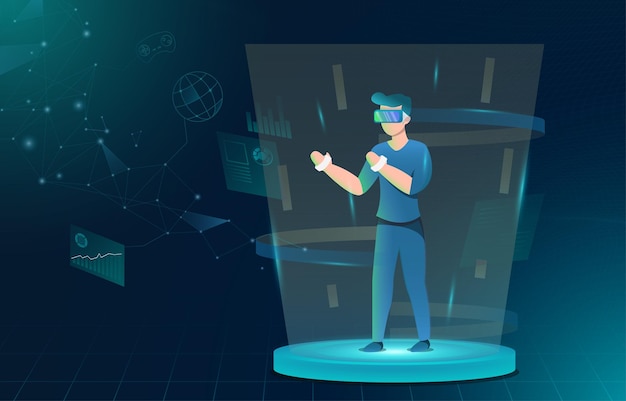Un homme porte un Oculus pour ressentir la réalité augmentée