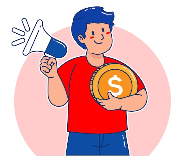 Un homme porte des pièces d'un dollar