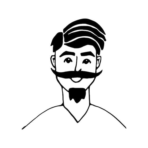 Homme De Portrait De Doodle Dessinés à La Main Vecteur Mignon Pour Le Logo De Salon De Coiffure Avec Différentes Coupes De Cheveux Gens Positifs De Doodle Isolés Sur Fond Blanc