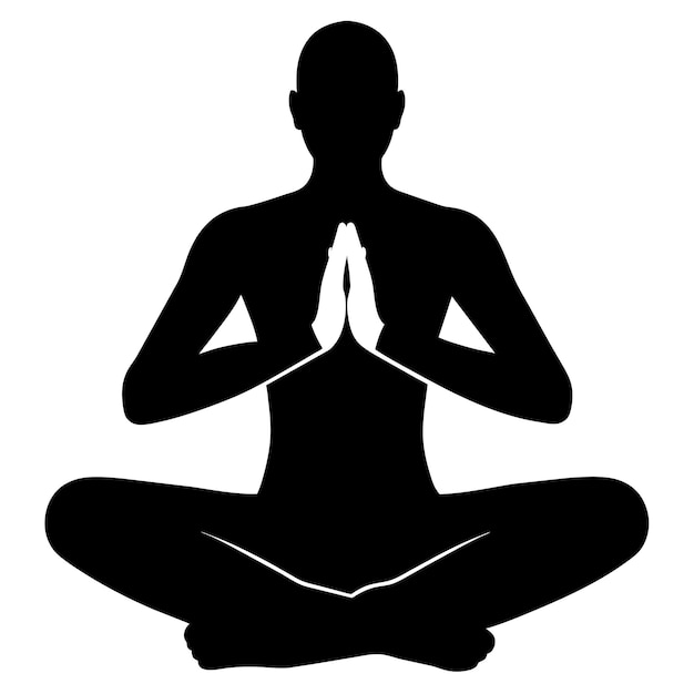 Vecteur un homme pratique le yoga d'une manière méditative avec ses mains jointes silhouette vectorielle 3