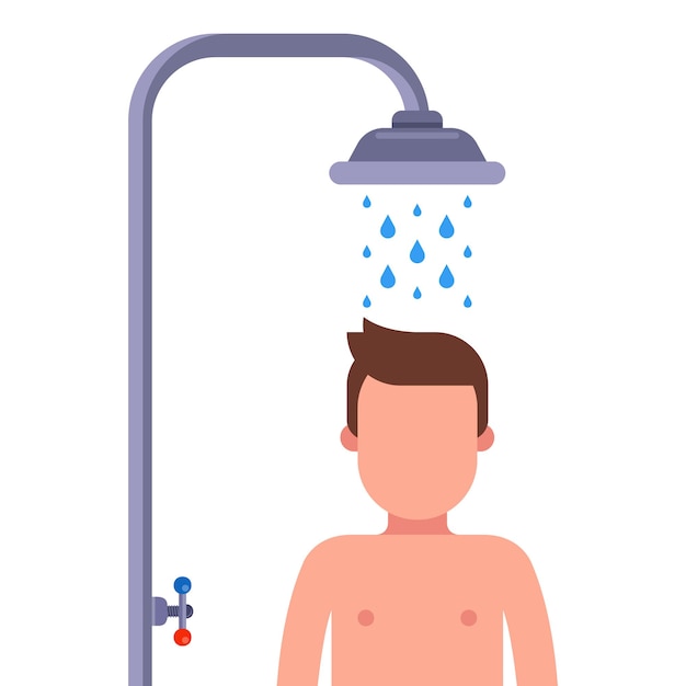 Un Homme Prend Une Douche. Plat