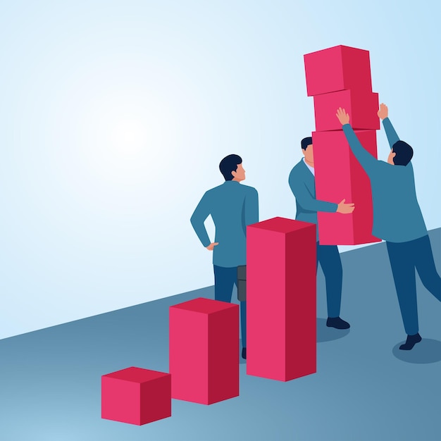 Un homme prend un graphique d'une pile apportée par une autre personne Illustration du partage des bénéfices, des dividendes et des actionnaires