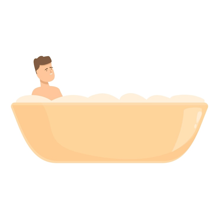 Vecteur homme prendre bain icône dessin animé vecteur douche chaude corps propre