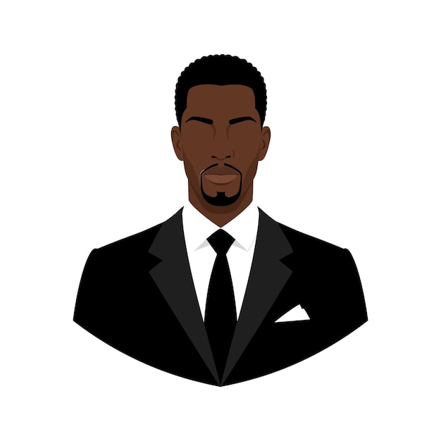 Homme professionnel en costume noir avec une chemise blanche et une cravate illustration vectorielle de style minimaliste
