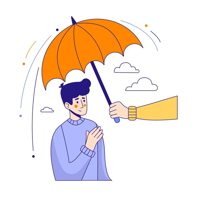 homme protégé par un parapluie contre les problèmes