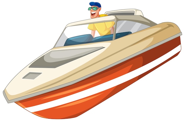 Vecteur un homme qui profite d'une aventure en speedboat