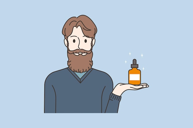 L'homme Recommande Un Produit De Beauté Pour La Barbe