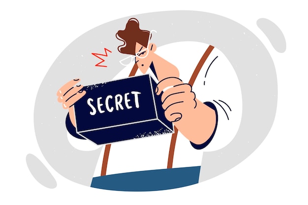 Un Homme Regarde Dans Une Boîte Avec Des Documents Secrets Voulant Trouver Des Informations Privées Et Confidentielles
