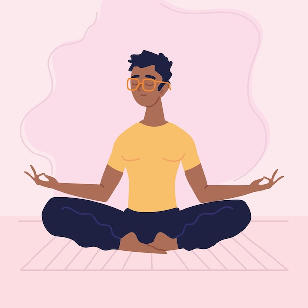 Homme relaxant et méditant