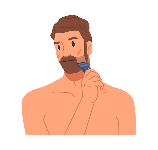 Vecteur homme se rasant la barbe avec une routine de beauté au rasoir