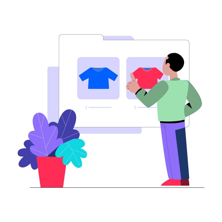 Vecteur homme shopping en ligne