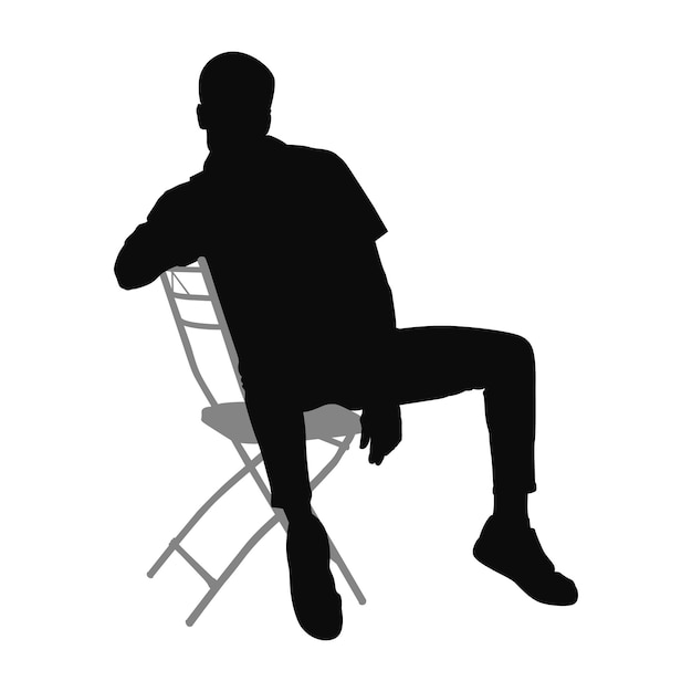 Vecteur un homme en silhouette assis sur un fauteuil