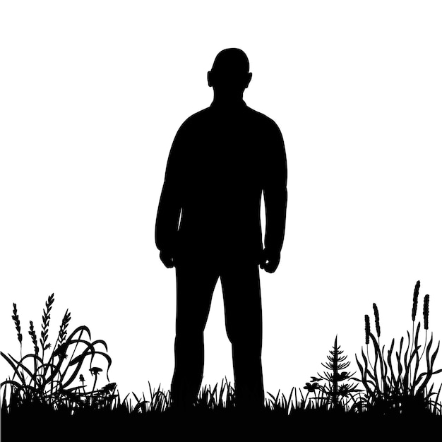 Vecteur homme de silhouette isolé de vecteur dans la nature