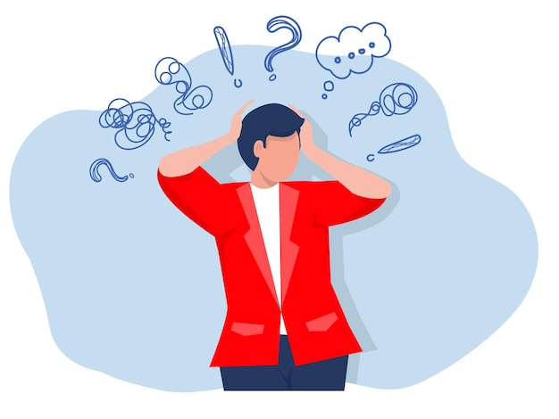 l'homme souffre de pensées obsessionnelles maux de tête problèmes non résolus traumatisme psychologique dépression
