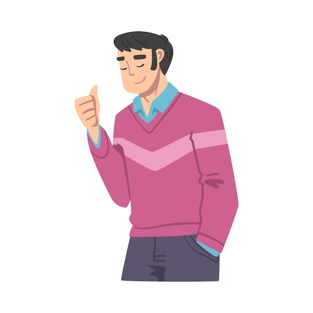 Homme souriant montrant le pouce en l'air comme une illustration vectorielle de signe d'approbation ou d'accord