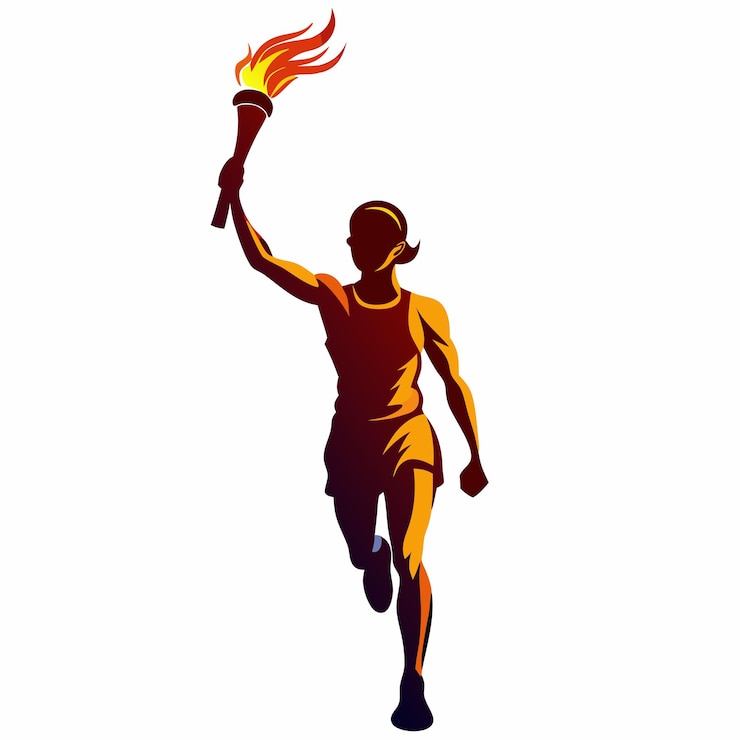 Vecteur un homme de sport debout tenant une torche illustration d'art vectoriel