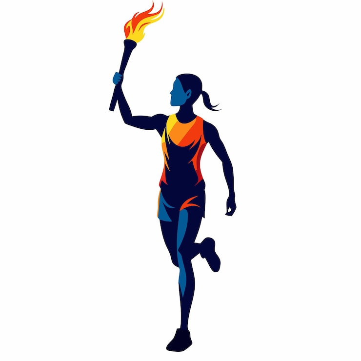 Vecteur un homme de sport debout tenant une torche illustration d'art vectoriel