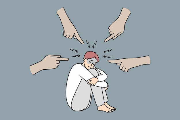 Homme stressé en détresse avec les mains pointant