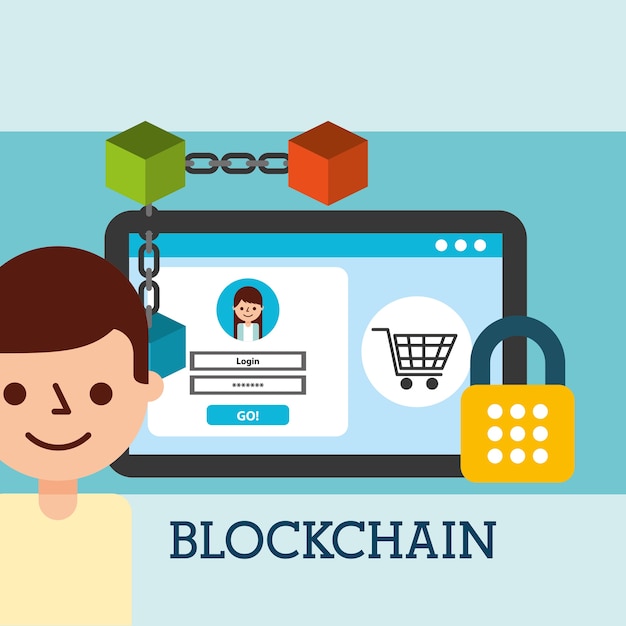 homme et tablette portefeuille virtuel bitcoin blockchain sécurisé