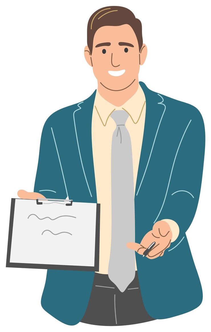 Vecteur l'homme tend un stylo pour signer des documents