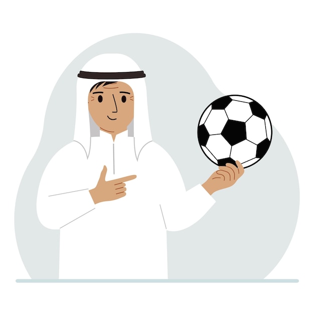 Un homme tient un ballon de football dans sa main Le concept d'un fan ou d'un entraîneur de joueur