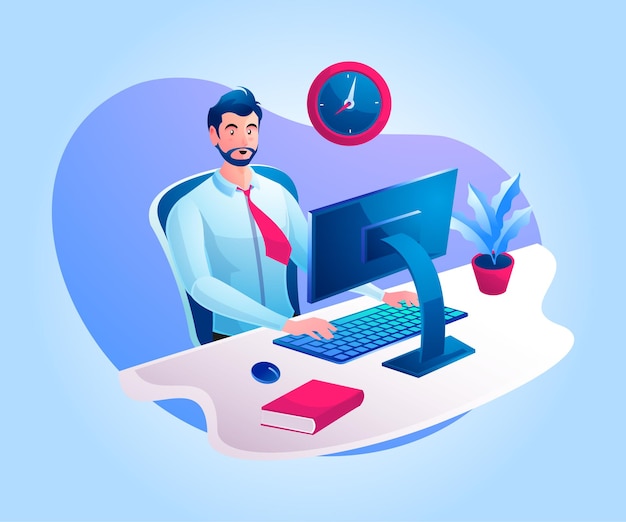 Un homme travaillant à un bureau ou à domicile
