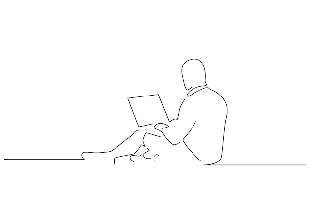 L'homme Utilise Un Ordinateur Portable 4 Illustration D'art En Ligne
