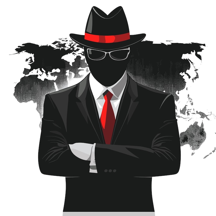 Vecteur homme vectoriel organisation secrète silhouette sur fond blanc ia générative