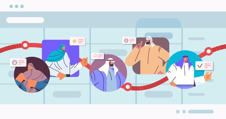 Hommes d'affaires arabes sur le concept de développement d'entreprise de croissance financière de graphique de flèche
