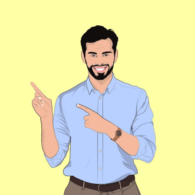 Hommes d'affaires heureux d'entreprise pointant l'illustration vectorielle