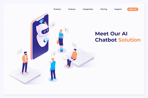 Hommes et femmes discutant avec l'application chatbot