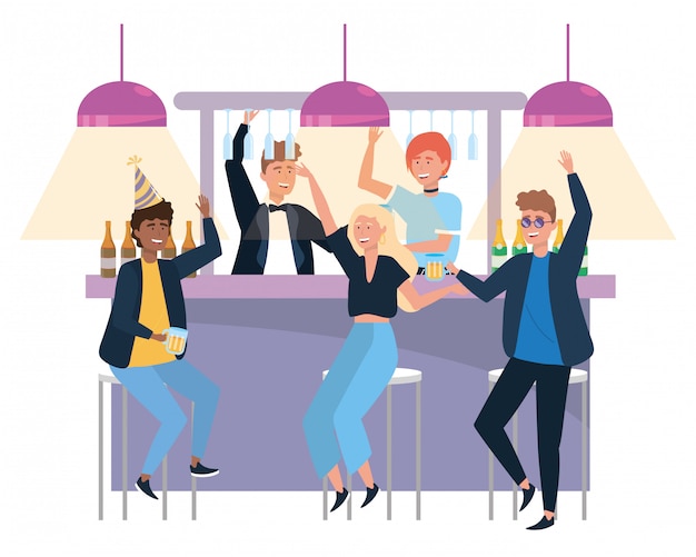 Hommes et femmes en fête