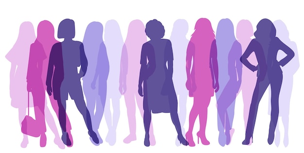 Hommes femmes silhouette colorée sur fond blanc isolé