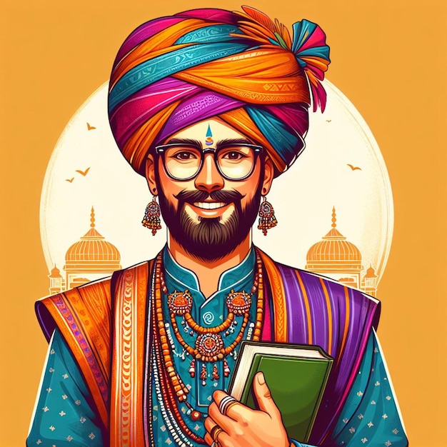 Des hommes indiens en vêtements traditionnels illustration vectorielle