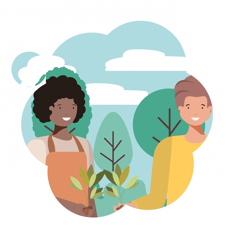 Vecteur hommes jardiniers à caractère avatar de paysage