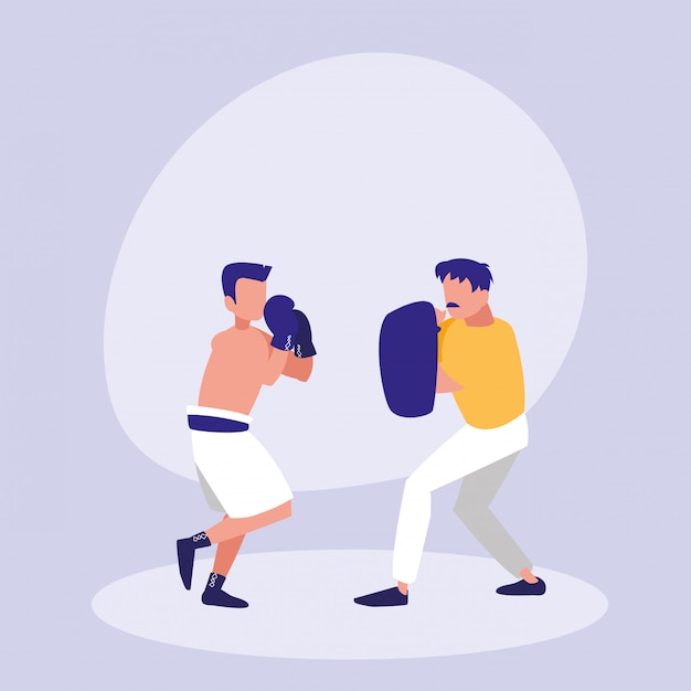 Hommes Pratiquant Le Personnage D'avatar De Boxe