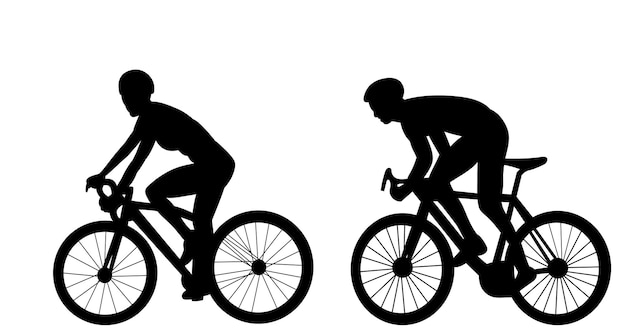 Vecteur des hommes à vélo sur un vecteur de silhouette de fond blanc