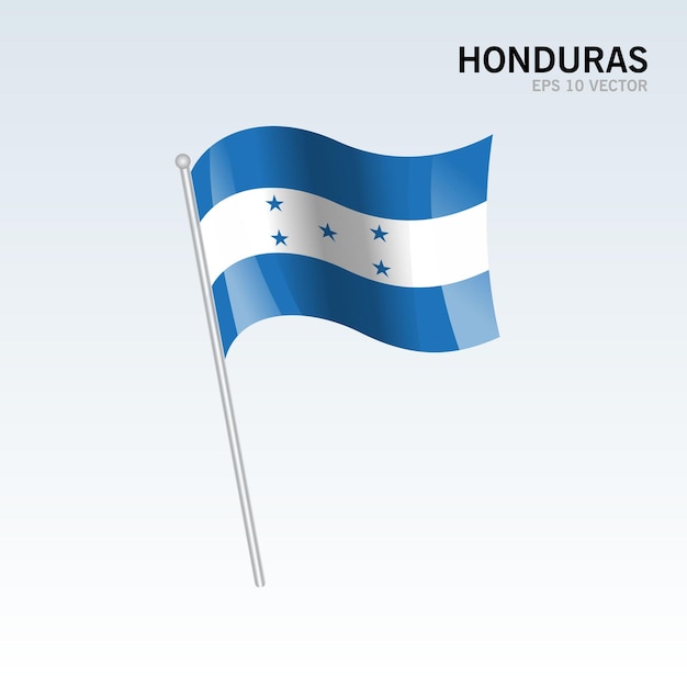 Honduras, Agitant Le Drapeau Isolé Sur Gris