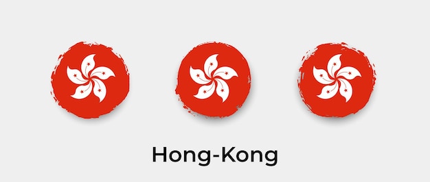 Hong Kong Drapeau Grunge Bulles Icône Illustration Vectorielle