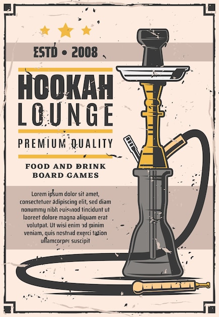 Hookah Lounge Bar Ou Smoke Shop Icons Set Vector
