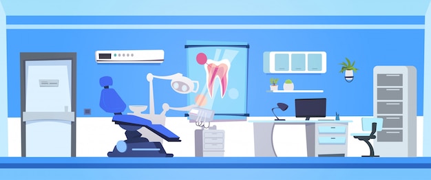 Vecteur hôpital ou cabinet de clinique vide pour dentiste intérieur de cabinet dentaire