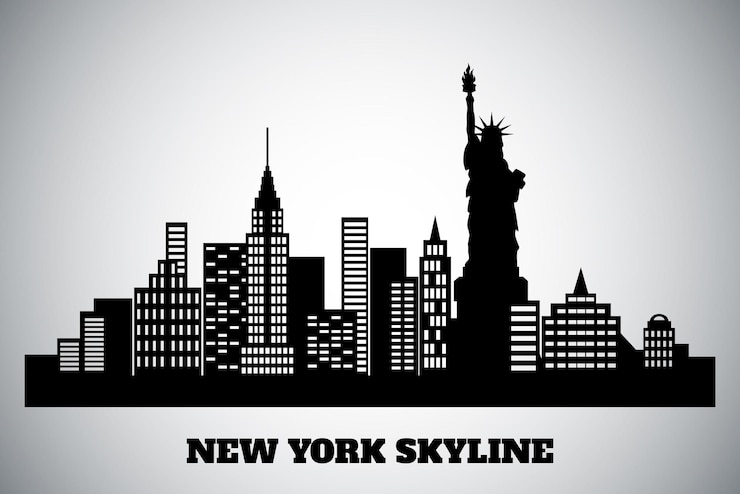 Vecteur horizon noir et blanc d'un new york
