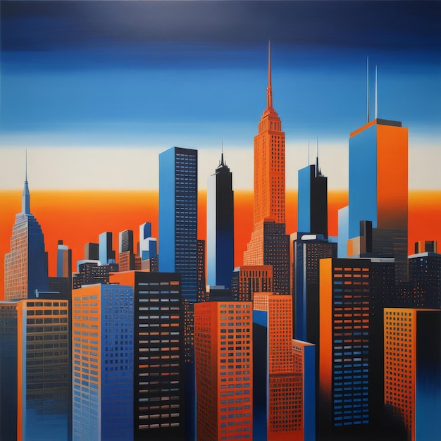 Vecteur l'horizon de la ville de new york avec les bâtiments et les gratte-ciel de skyers new york city new york usa new