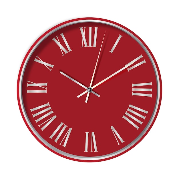 Horloge murale rouge avec chiffres romains