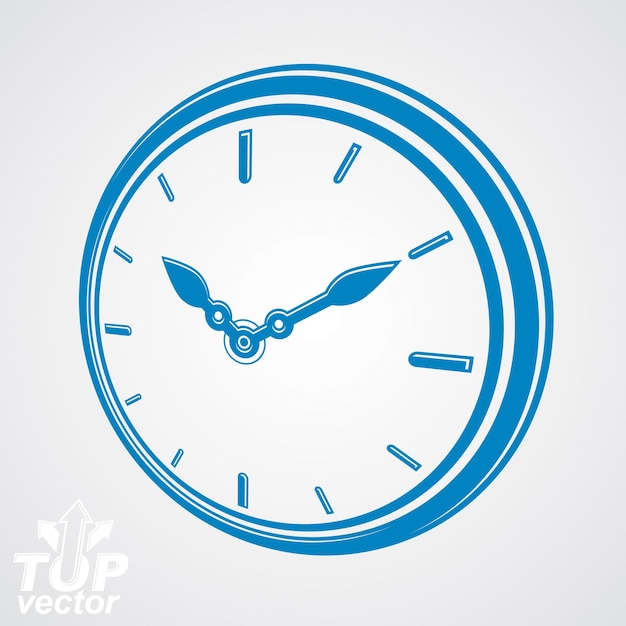 Horloge murale stylisée ronde vectorielle 3d. Idée de temps symbole de perspective classique. Symbole élégant conceptuel de gestion du temps. Élément de conception Web - minuterie dimensionnelle.
