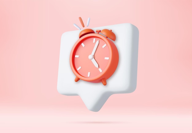 Horloge de réveil 3D sur fond rose pastel
