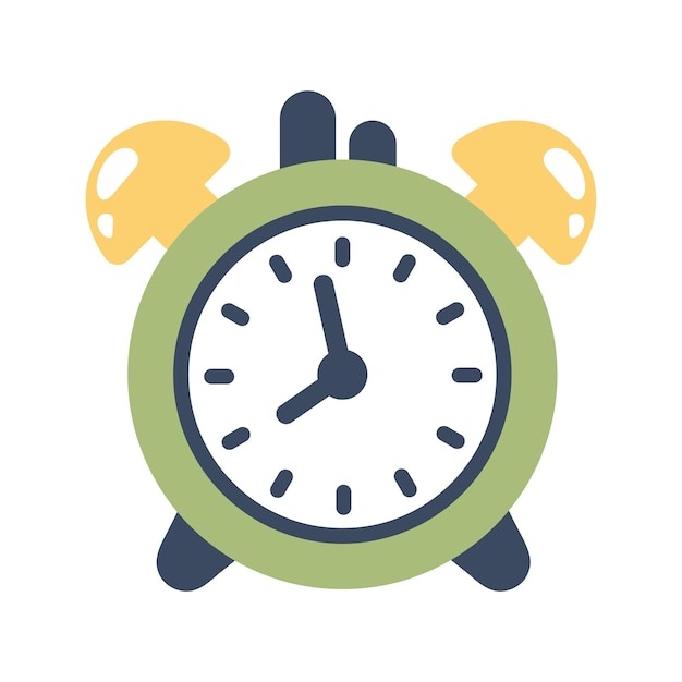 Horloge réveil isolée Cloche réveil avec des aiguilles noires de l'horloge dans le style de dessin animé Vector