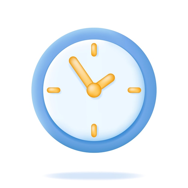 Vecteur horloge ronde murale icône 3d chronométrage gestion du temps de compte à rebours des médias sociaux et concept de date limite